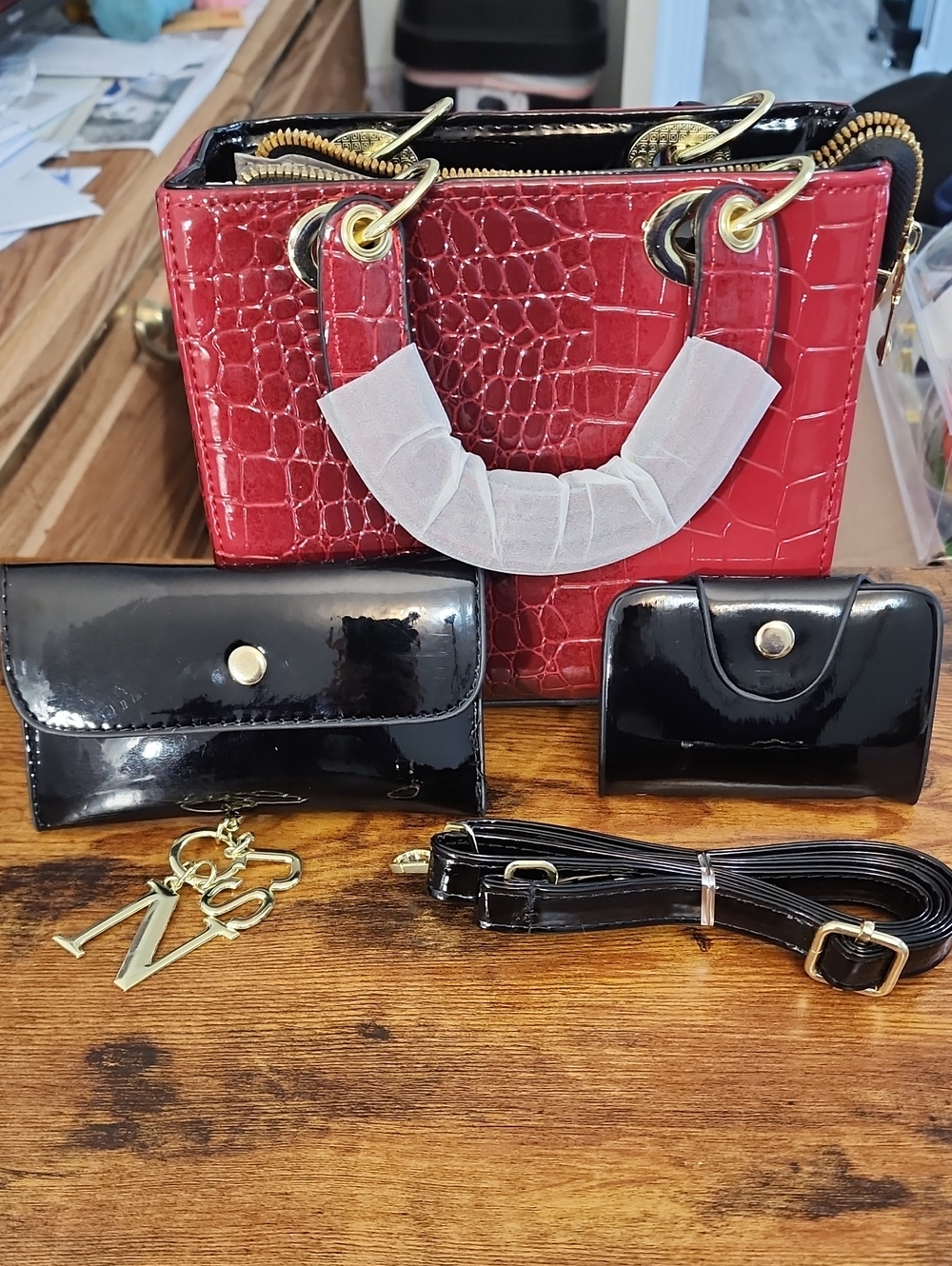 3pcs Luxury Crocodile Embossed Tote Bag Elegant Crocodile Embossed Tote Bag For